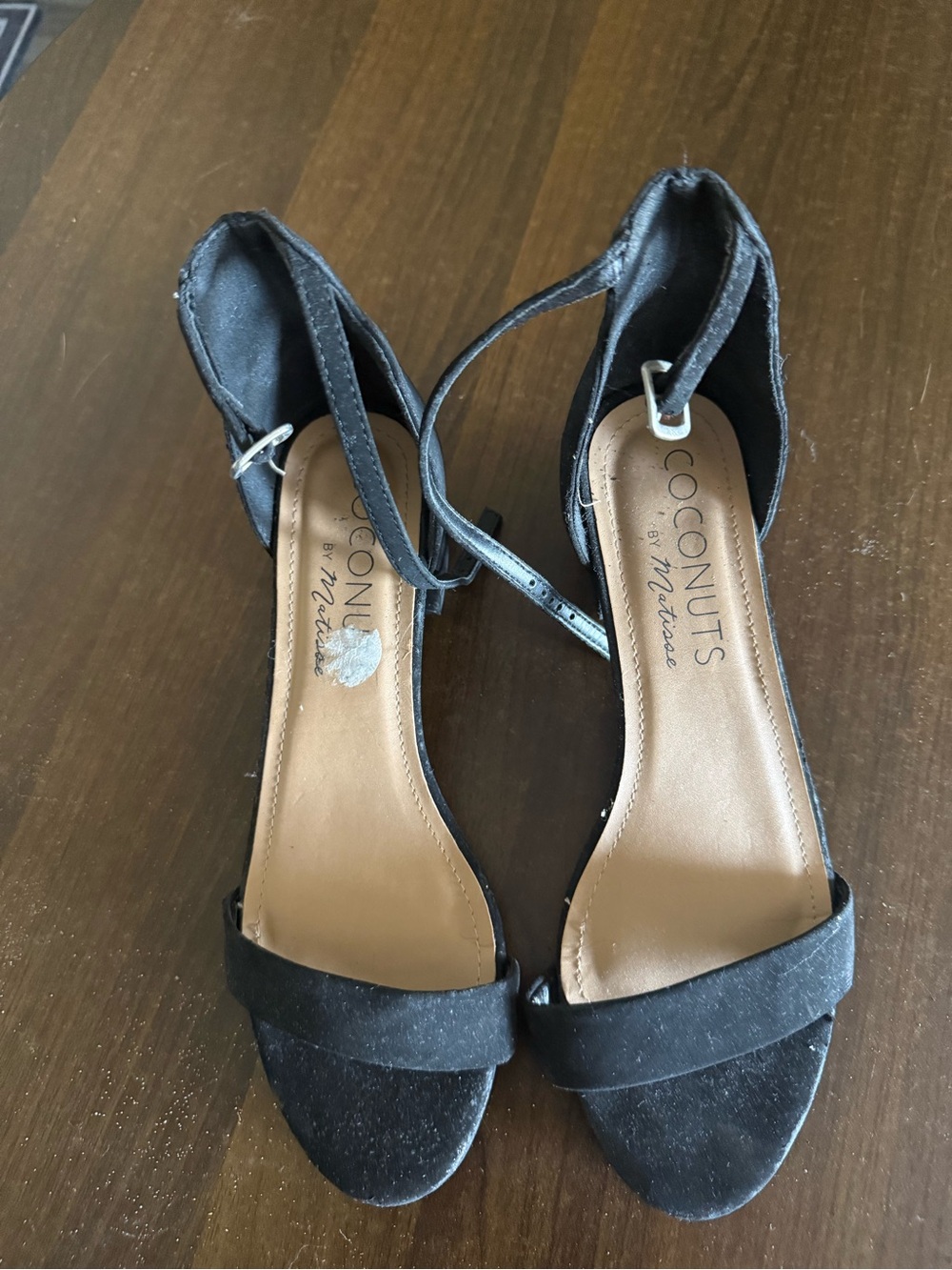 Matisse Black Open-Toe Ankle-Strap Heels